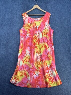 Hilo Hattie Original Hawaiian Shift Dress Women’s 2XL Tropical Floral USA Made